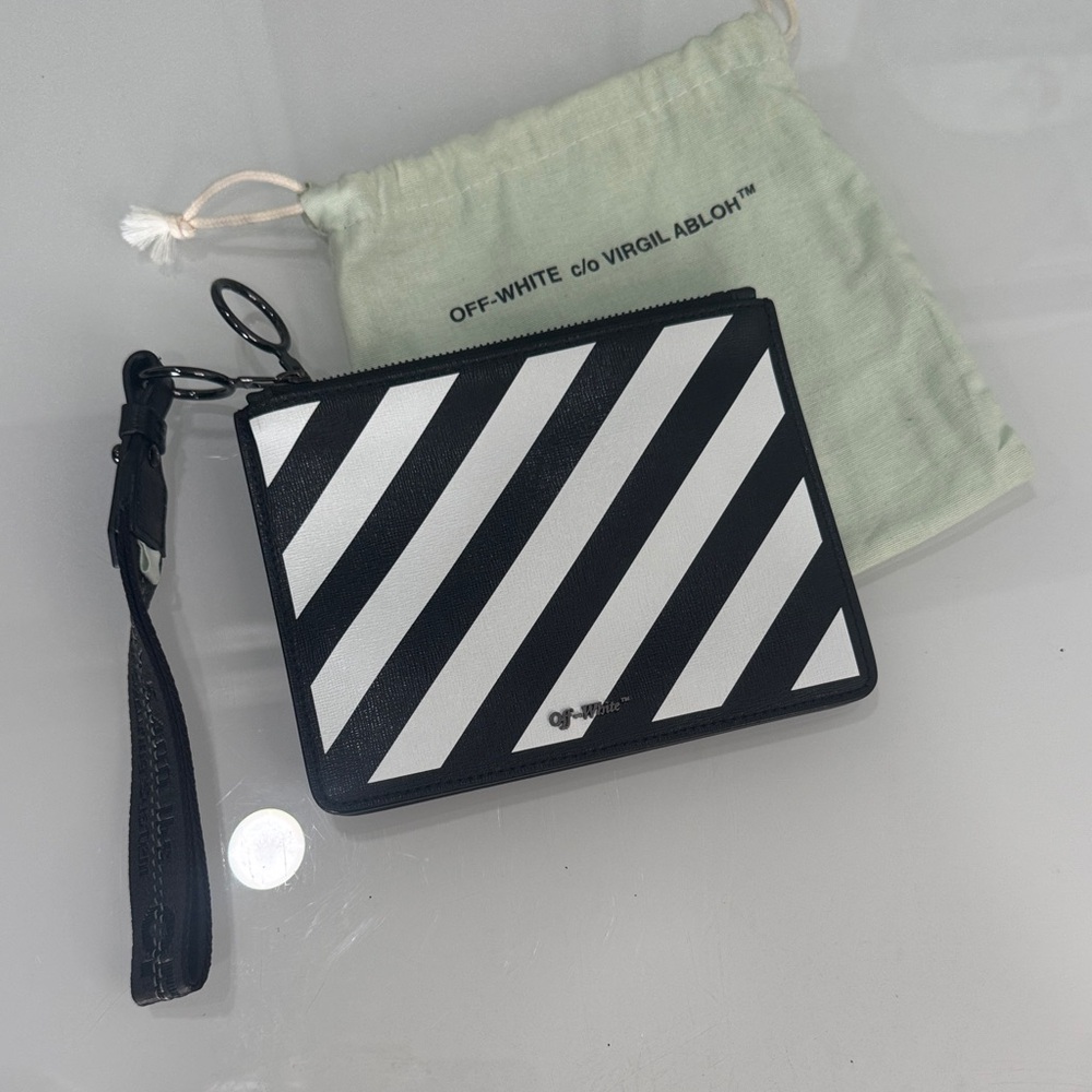 Off-White™ c/o Virgil Abloh Diagonal Stripe Leather Wristlet Pouch